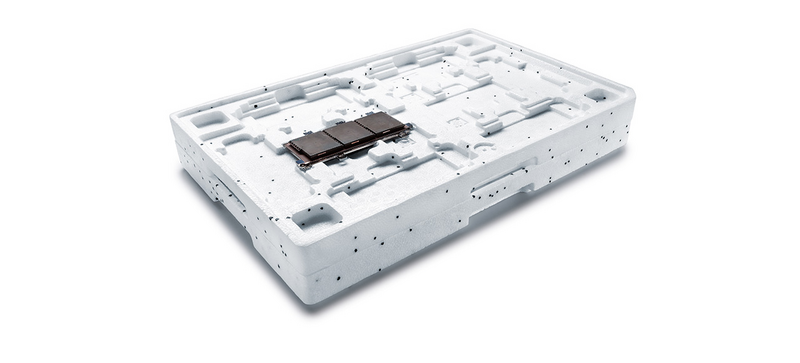 Two cargo carriers stacked on top of each other, with a circuit board