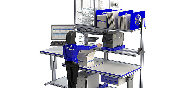 3D animation of a packing station